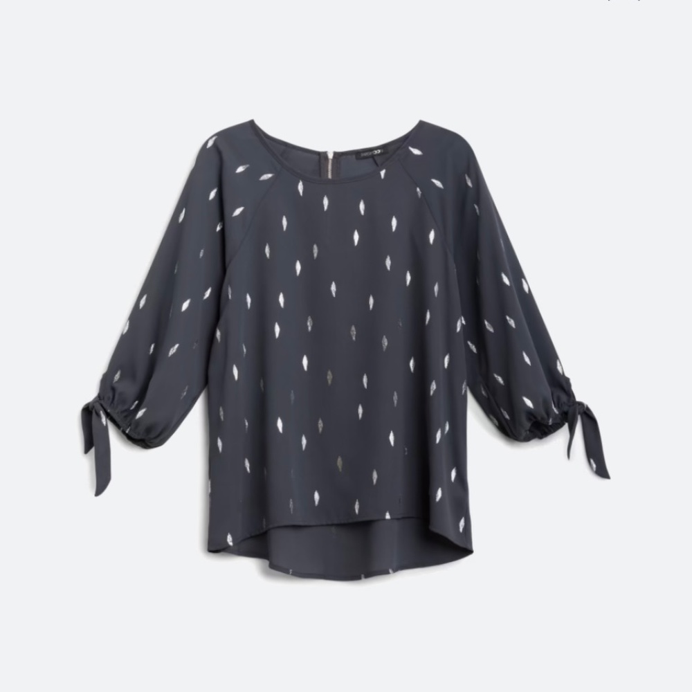 PAPERMOON Larie Tie Sleeve Foil Print Blouse